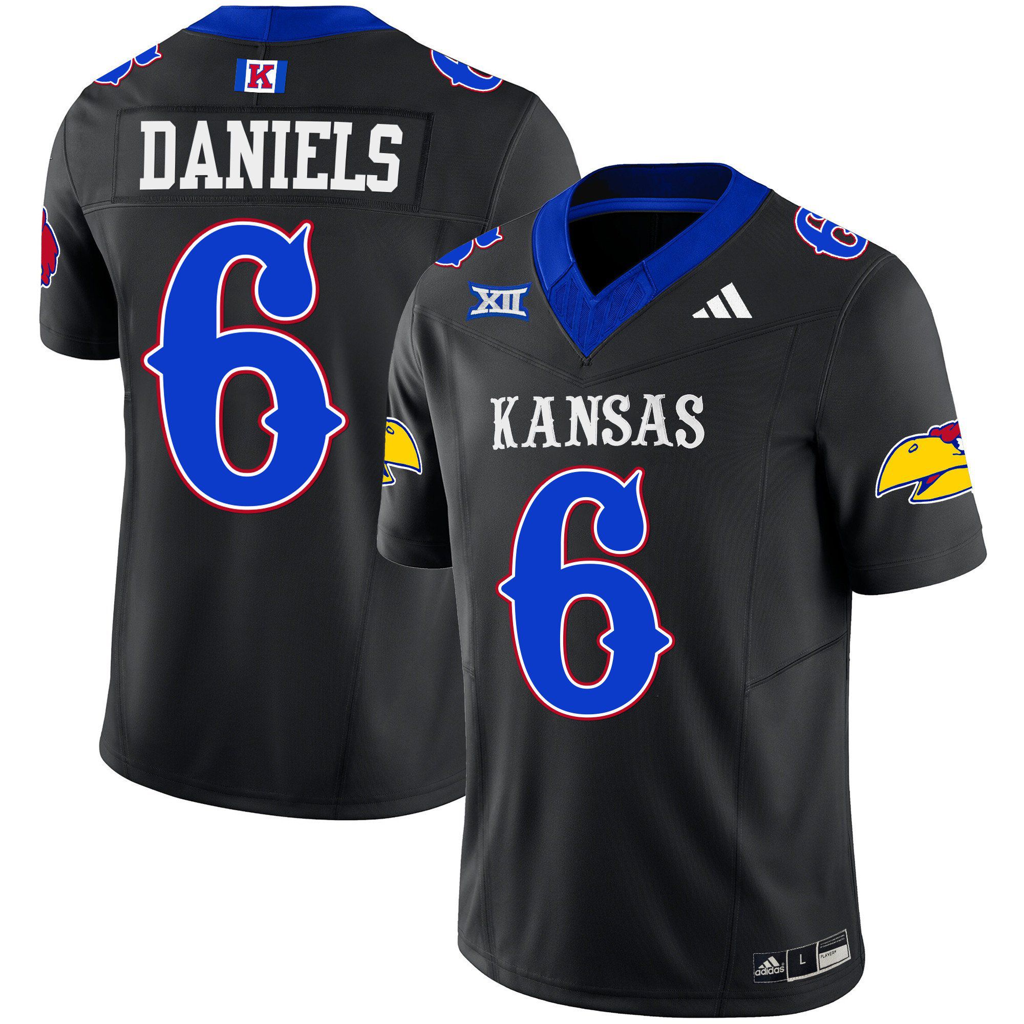 Men Kansas Jayhawks #6 Daniels Black 2024 Blackhawk Vapor Limited NCAA Jersey
